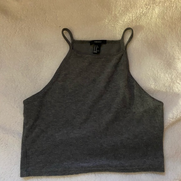 Grey Halter Crop Top - Picture 1 of 4